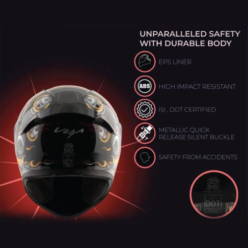 Vega Superhero Green Black DOT Certified Full Face Helmet - Image 3