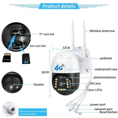 4G Sim & LAN Supported 2MP Outdoor V380 PTZ CC Camera - Image 2