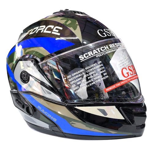 GSB G-Force Flip-Up Modular Helmet Blue ISI Certified - Image 2