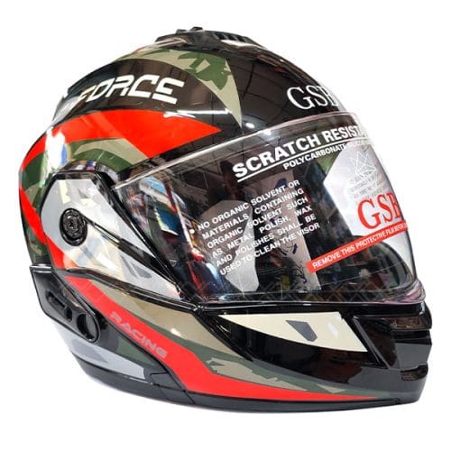 GSB G-Force Flip-Up Modular Helmet Red ISI Certified - Image 2