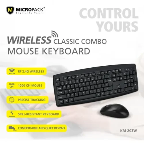 Micropack Wireless Keyboard Mouse km-203w